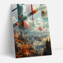 Popcas Frida Kahlo Tarzı Cam Tablo - Frida Kahlo Eserleri Duvar Dekorasyonu Gerçeküstü Manzara