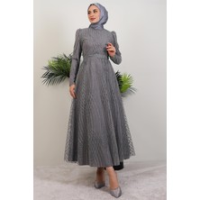 Ezna Simli Abiye Koyu Gri
