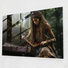 Popcas Orta Taş Devri Cam Tablo Sanatı - Melodik Senfoni - Orta Taş Devri Modern Sanat Ev Dekorasyonu Cam Tablo