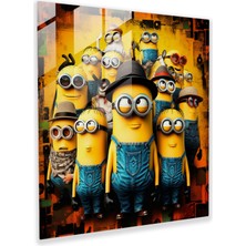 Popcas Minyonlar Koleksiyon Cam Tablo - Modern Sanat Duvar Dekorasyonu Koleksiyon Sanatı
