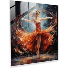 Popcas Balerin Dinamik Cam Tablo - Balerin Akrilik Boyama Modern Sanat Cam Tablo