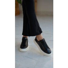 Finn Siyah Deri Hakiki Deri Kadın Spor Ayakkabi