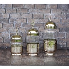 Bakır Concept Bakır Baharat Takımı Cam Kavanozlu Gümüş Renk (3'lü)