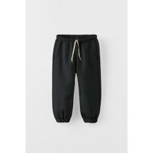 Mnk Baby & Kids Kadın Pamuklu Jogger Eşofman Alt MNK0645 Şardonlu 3 İplik Siyah Rahat Kullanım