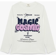 Pamuklu Bisiklet Yaka Uzun Kollu Baskılı Tişört