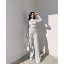 Pencereli Detaylı Alt Üst Takım Gri W3864