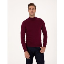 Pierre Cardin Erkek Bordo Slim Fit Yarım Balıkçı Yaka Basic Triko Kazak 50314176-VR014
