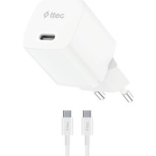 Ttec Smartcharger Gan 20W Pd Seyahat Hızlı Şarj Aleti + Usb-C - Usb-C 60W  Kablo - 2SCG20CB
