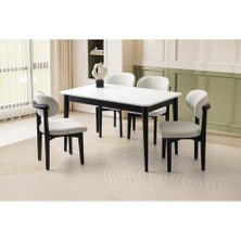 Yuvaset Home Mobilgen Beyaz 4 Adet Nergis Sandalye 140+30 Açılabilir Fidan Masa Takımı