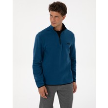 Pierre Cardin Erkek Açık Lacivert Regular Fit Yarım Fermuarlı Polar Sweatshirt 50314056-VR059