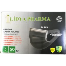 Lidya Pharma Siyah Cerrahi Yüz Maskesi 50 Adet
