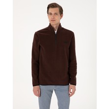Pierre Cardin Erkek Kahverengi Regular Fit Yarım Fermuarlı Polar Sweatshirt 50314056-VR029