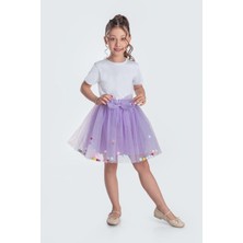 Ponpon Aksesuarlı Bayramlık Kız Çocuk Etek M00726