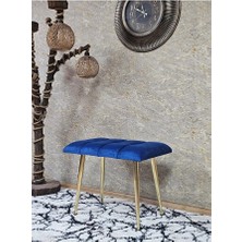 Gold Sivriltme Ayaklı 60 cm Puf Bench - Puf - Bench - Oturak - Mutfak Oturağı - Antre Oturağı Mavi Renk 60 x 40 Boyut/ebat
