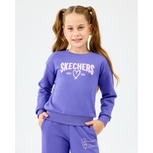 Skechers G Lw Fleece Crewneck Sweatshirt Büyük Kız Çocuk Mor Sweatshirt SK2520080-3996