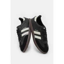 Tonny Black Unisex Siyah Bej Termo Taban Yanı Şeritli Bağcıklı Spor Ayakkabı