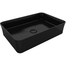 Bocchi Slim Line Dikdörtgen Ince Kenar Lavabo 55 x 38 cm Parlak Siyah