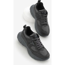 Tonny Black Unisex Füme Spor Ayakkabı Nefes Alabilen Kumaş Düz Taban Konforlu Tasarım