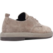 Kadın Kum Bağcıklı Kalın Tabanlı Süet Deri Ayakkabı