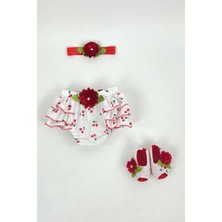 Kiraz Desen Saç Bantlı , Külot ve Ayakkabılı Takım