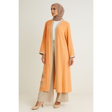 42877 Içi Bluz Sıfır Kol Üst Kimono Yankarın Yırtmaçlı Baskı Detayylı Pantolon Beli Lastikli Üçlü Spor Takım #02-25#