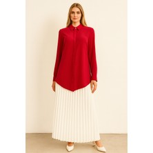 1045 Önden Gizli Düğmeli Klasik Gömlek Qys Gömlek 1045 #23-04#