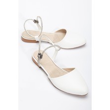 Kadın Beyaz Taş Halat Detaylı Babet