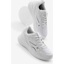 Erkek Beyaz Faylon Taban Nefes Alabilen Kumaş Reflektörlü Dalgalı Desenli Spor Ayakkabı