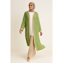 42877 Içi Bluz Sıfır Kol Üst Kimono Yankarın Yırtmaçlı Baskı Detayylı Pantolon Beli Lastikli Üçlü Spor Takım #02-25#
