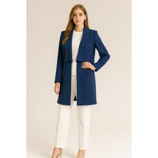 10202 Yakası ve Celpleri Taş Işlemeli Uzun Blazer Ceket Qys CEKET10202 #223-04#