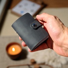 Kredi Kartlık Hakiki Deri Içi Şeffaf 10-20 Bölmeli Hediyelik Kartlık Küçük Kartvizitlik ( 9 x 7 cm ) Siyah