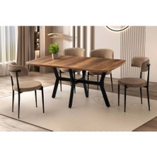 Yuvaset Home Mobilgen Barok Ceviz 4 Adet Gözde Sandalye Adel Masa Takımı