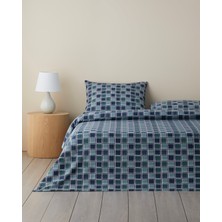 English Home Dotty Gingham Kolay Ütülenir Çift Kişilik Çarşaflı Nevresim Takımı 200x220 cm Koyu Mavi-Yeşil