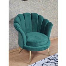 Tekli Istiridye Gold Kaplama Sivriltme Ayak Çay Seti Koltuk Tekli Berjer , Balkon, Salon, Ofis Yeşil Renk 47 x 47 Boyut/ebat