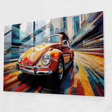 Popcas Modern Volkswagen Beetle Cam Tablo - Volkswagen Beetle Modern Duvar Dekorasyonu Canlı Renkler