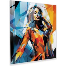 Popcas Kadın Cam Tablosu - Çağdaş Ifade - Kadın Geometrik Şekiller Duvar Dekorasyonu