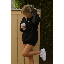 Kadın Kapüşonlu Cepli Içi Polarlı Sweatshirt