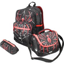 Wıa SW031 Örümcek - 3' Lü Okul Çantası Seti - Sırt ve Beslenme Çantası + Kalemlik