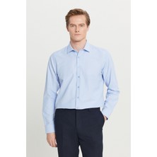 AC&Co / Altınyıldız Classics Erkek Açık Mavi Ütülemesi Kolay Slim Fit Dar Kesim Klasik Yaka Pamuklu Gömlek
