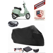 Vespa Primavera 125 Branda Siyah Arka Çanta Uyumlu(Topcase) Motosiket Brandası Motor Örtüsü Çadır Su Geçirmez Motosiklet Kılıfı Motor Brandası,lastikli,taşıma Torbalı