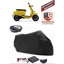 Lambretta V50 Special Branda Siyah Arka Çanta Uyumlu(Topcase) Motosiket Brandası Motor Örtüsü Çadır Su Geçirmez Motosiklet Kılıfı Motor Brandası,lastikli,taşıma Torbalı