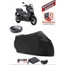 Voge Sr4 Maksi 350 Branda Siyah Arka Çanta Uyumlu(Topcase) Motosiket Brandası Motor Örtüsü Çadır Su Geçirmez Motosiklet Kılıfı Motor Brandası,lastikli,taşıma Torbalı