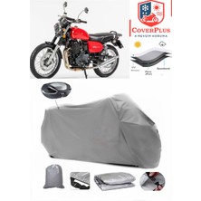 Jawa 650 Style Branda Gri Arka Çanta Uyumlu(Topcase) Motosiket Brandası Motor Örtüsü Çadır Su Geçirmez Motosiklet Kılıfı Motor Brandası,lastikli,taşıma Torbalı