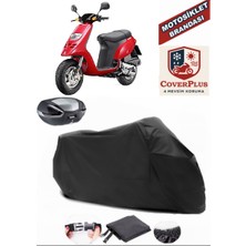 Piaggio Typhoon 125 Branda Siyah Arka Çanta Uyumlu(Topcase) Motosiket Brandası Motor Örtüsü Çadır Su Geçirmez Motosiklet Kılıfı Motor Brandası,lastikli,taşıma Torbalı