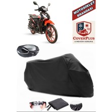 Arora Smart 50 x Branda Siyah Arka Çanta Uyumlu(Topcase) Motosiket Brandası Motor Örtüsü Çadır Su Geçirmez Motosiklet Kılıfı Motor Brandası,lastikli,taşıma Torbalı