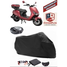 Falcon Breeze 125 Branda Siyah Arka Çanta Uyumlu(Topcase) Motosiket Brandası Motor Örtüsü Çadır Su Geçirmez Motosiklet Kılıfı Motor Brandası,lastikli,taşıma Torbalı