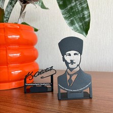 Atatürk Silüet & Imza Metal Masa Dekoru – Kişiye Özel Yazı Seçenekli