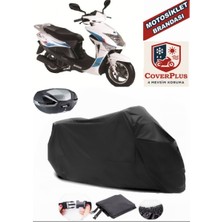 Bisan Nysa 150 Branda Siyah Arka Çanta Uyumlu(Topcase) Motosiket Brandası Motor Örtüsü Çadır Su Geçirmez Motosiklet Kılıfı Motor Brandası,lastikli,taşıma Torbalı