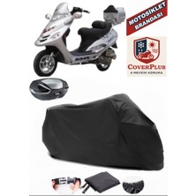 Bisan Pasific 150 Branda Siyah Arka Çanta Uyumlu(Topcase) Motosiket Brandası Motor Örtüsü Çadır Su Geçirmez Motosiklet Kılıfı Motor Brandası,lastikli,taşıma Torbalı