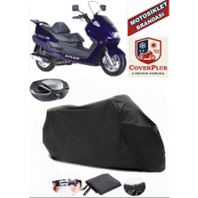 Bisan Senator 150 Branda Siyah Arka Çanta Uyumlu(Topcase) Motosiket Brandası Motor Örtüsü Çadır Su Geçirmez Motosiklet Kılıfı Motor Brandası,lastikli,taşıma Torbalı